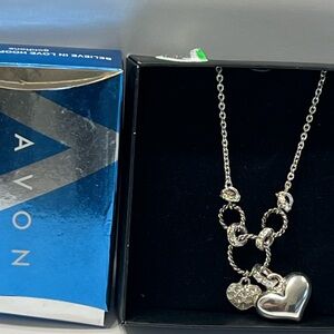 Avon Silver Heart Charm Necklace